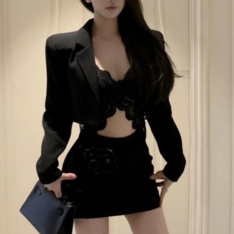 Black Spring Blazer Lace Brale - Lace Bralette Set のレビューと価格