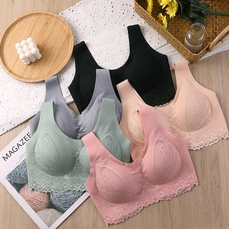 Breathable Latex Bra Seamless  - Sleep Bra Bralette のレビューと価格