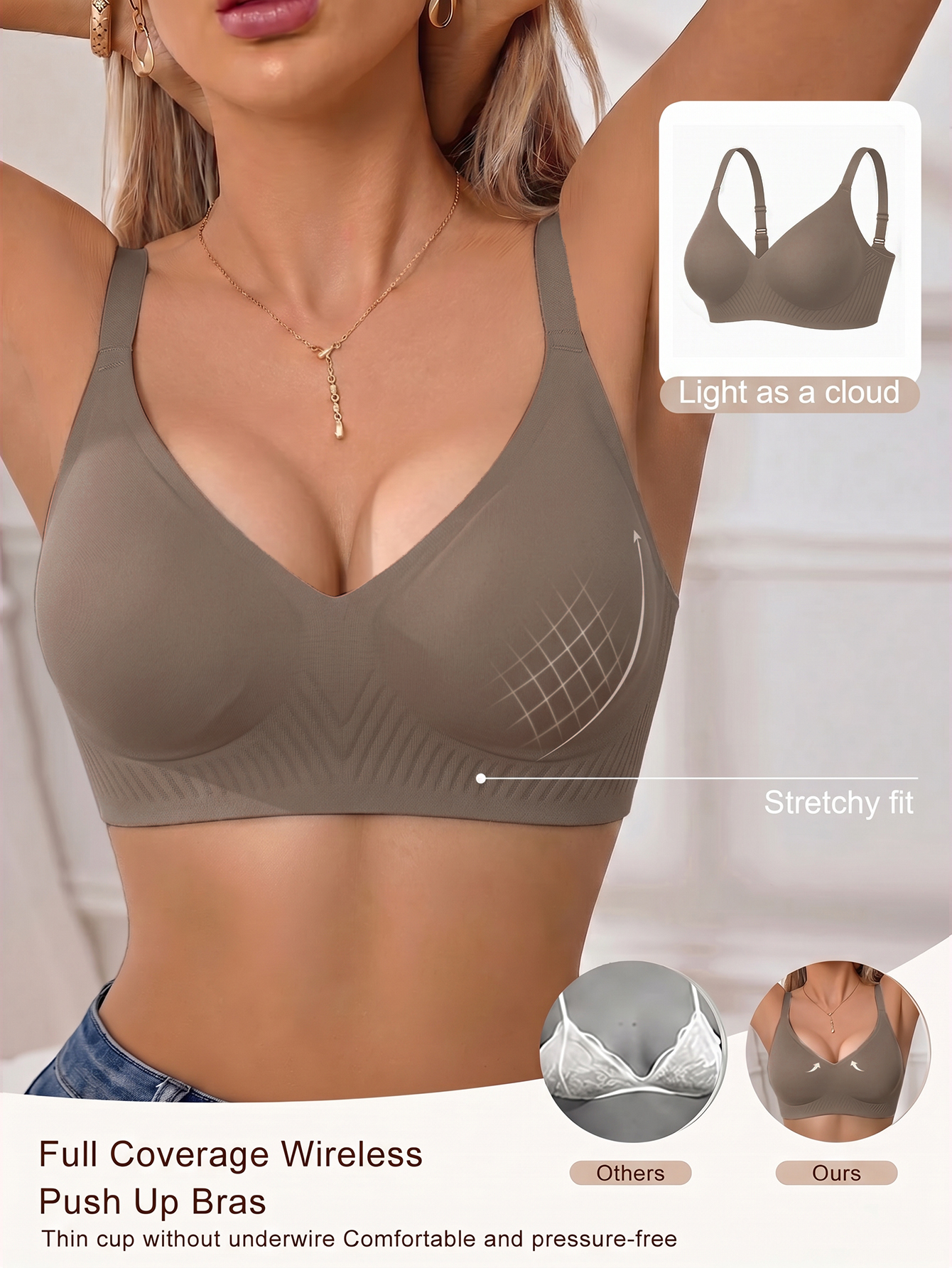 Full Coverage Push Up Jelly Su - Underwire Bra Padded のレビューと価格