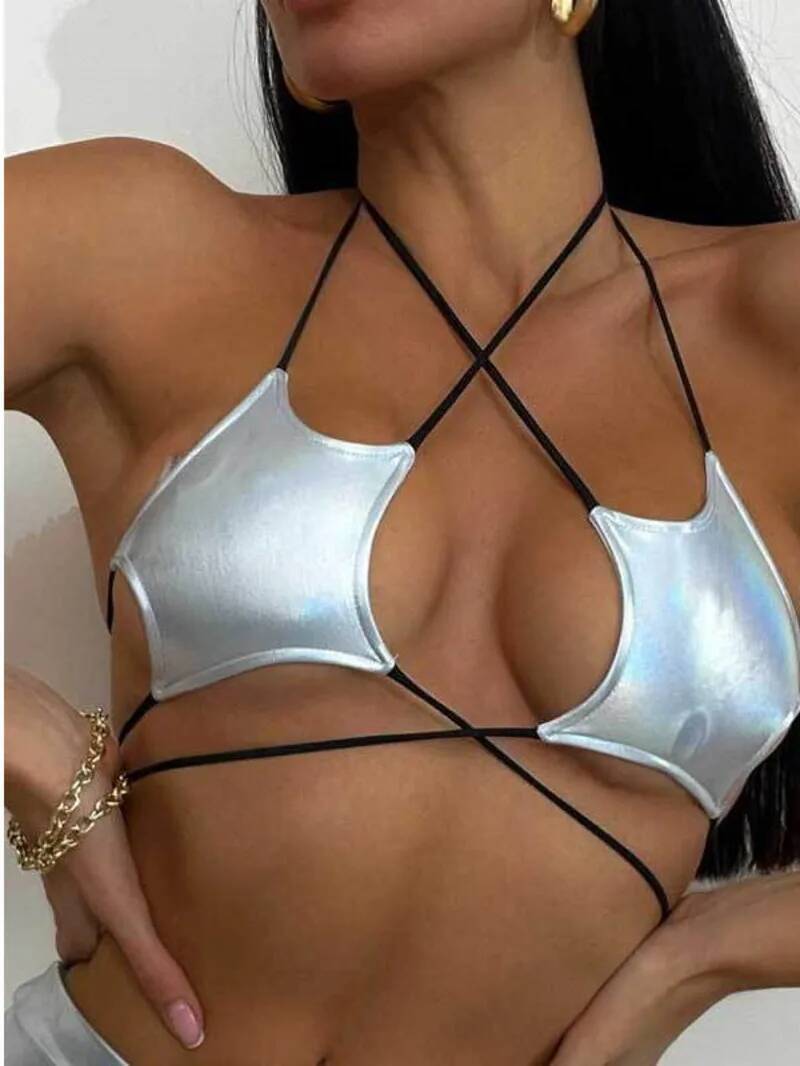 Women's Metallic Star Bra Top  - Lace Bralette Set のレビューと価格