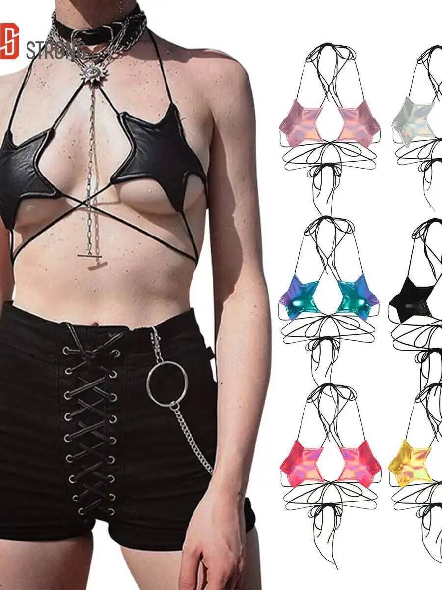 Women's Metallic Star Bra Top  - Lace Bralette Set のレビューと価格