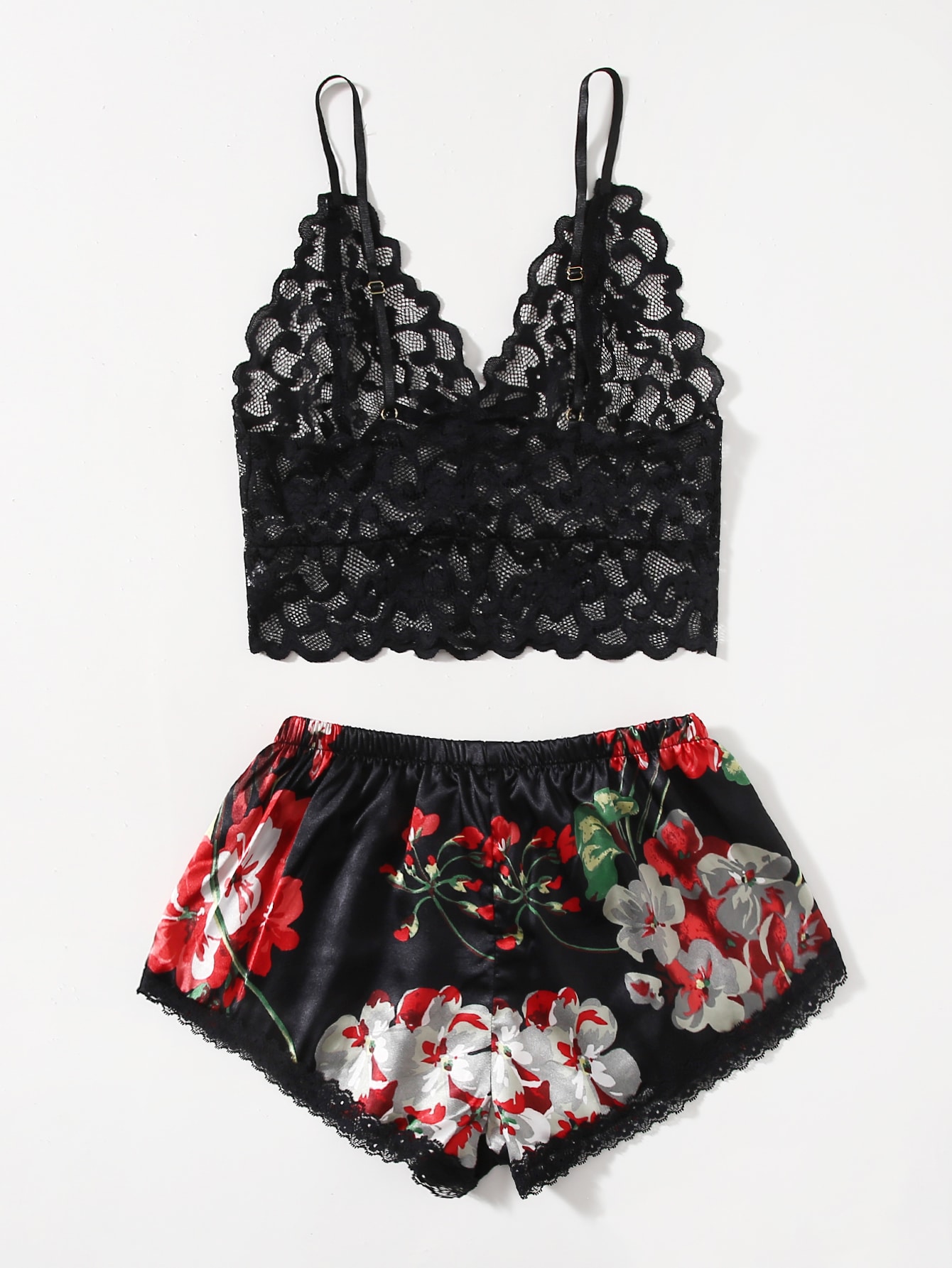 Floral Lace Pajama Set for Wom - Lace Bralette Set のレビューと価格