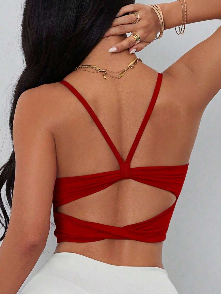 Womens Criss-Cross Strap Racer - Sports Bra Racerback のレビューと価格