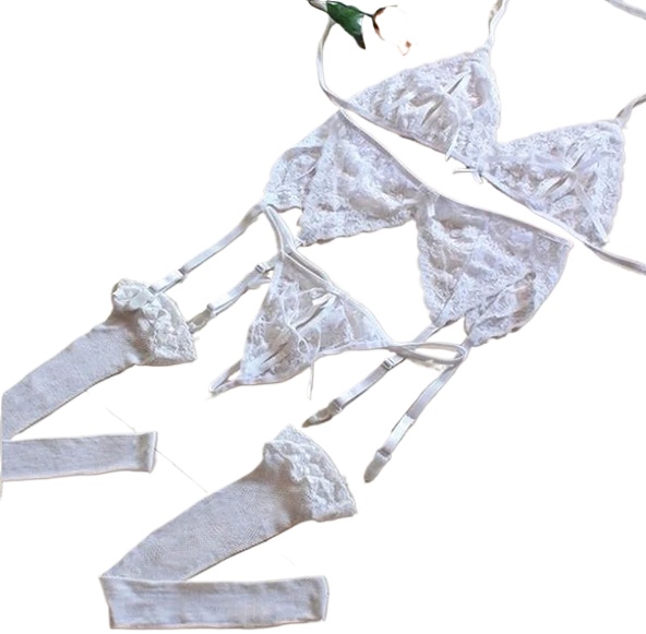Lace Women Lingerie Set 4 Pcs  - Sheer Bra Lace のレビューと価格
