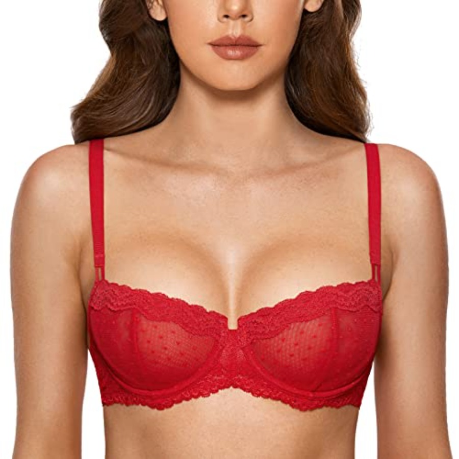 DOBREVA Women's Sexy Lace Bra  - Demi Bra Balconette のレビューと価格